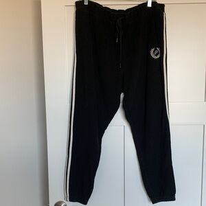 Black Track Sweatpants with White Side Stripes